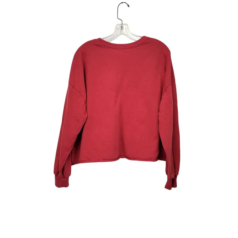 My Dog Is My Valentine Long Sleeve Cropped Lightweight Sweatshirt Women's XL - Picture 4 of 4